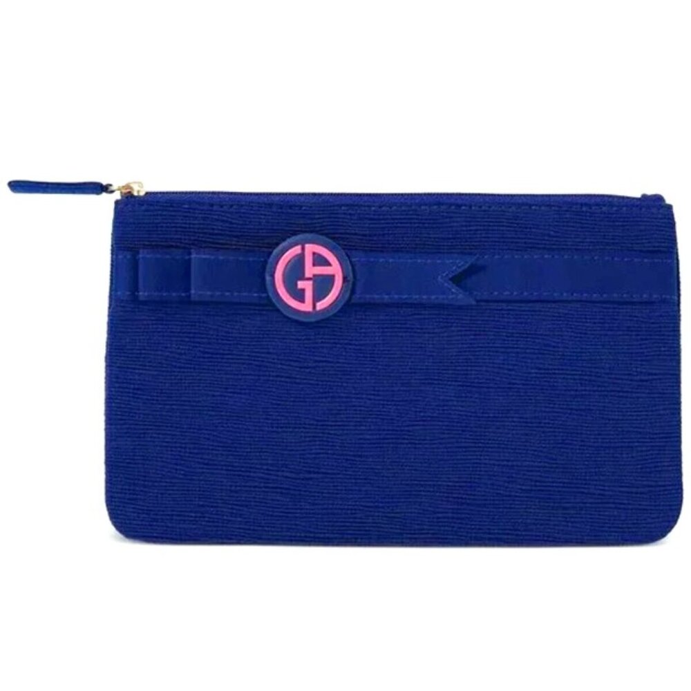 NWT GIORGIO ARMANI Beauty Dark Blue Cosmetic Bag Pouch Toiletry Case + Dust bag